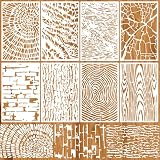 8 Pcs Abstract Texture Brick Stencils for Painting,Reusable Wood Grain Mixed Media Crackle Marble Spray Paint Layering Stencils for Wood Furniture Fabric Art Cards DIY Crafts Decor
