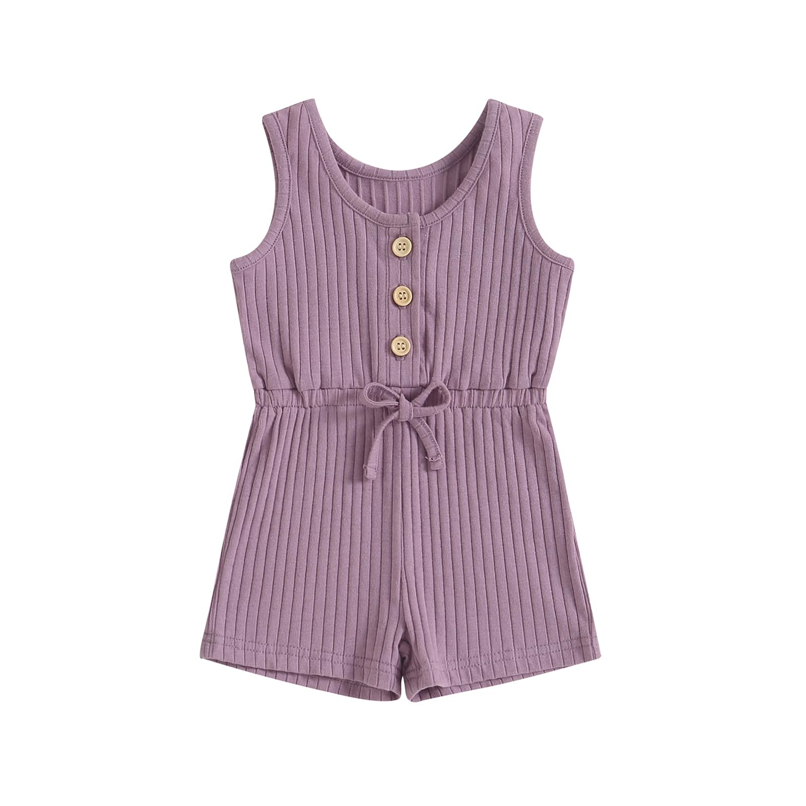 Fernvia Toddler Baby Girl Summer Clothes Sleeveless Ribbed Knitted Jumpsuit Shorts Overalls Baby One Piece Outfit