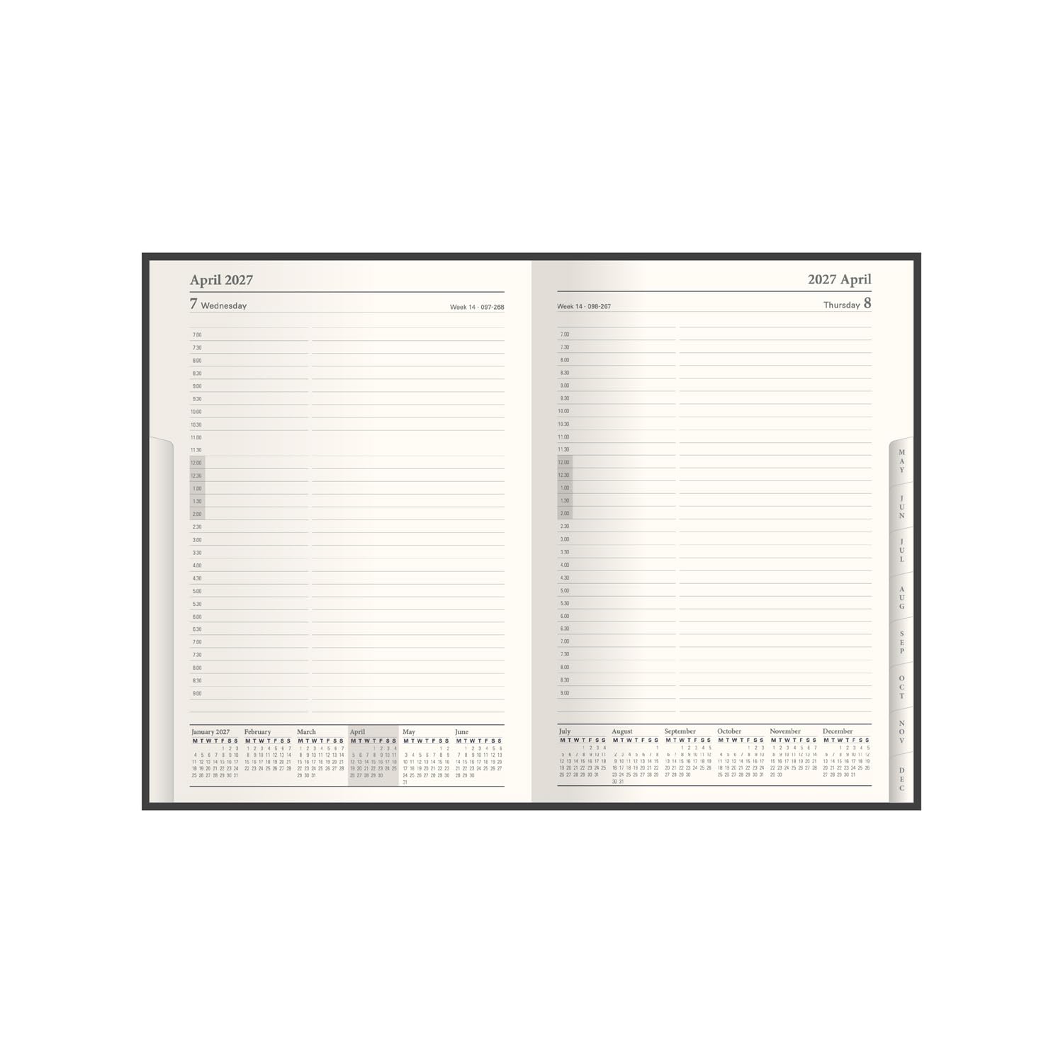 Agenda anual 2027 – Agenda de 12 meses A5 día a página en negro – Gama clásica Collins Debden (1250V.99-27)