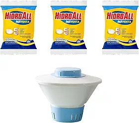 Clorador Flutuante Com 3 Pastilhas De Cloro Hidroaal 5x1 Para Piscina | Suporte Para Pastilhas De cloro