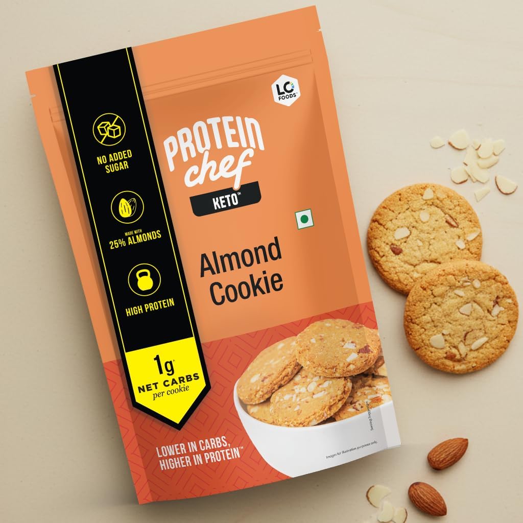 Keto Almond Cookies (200g), High Protein, No added sugar, 1.2g net carbs per cookie, Lower in Carbs, Higher in protein