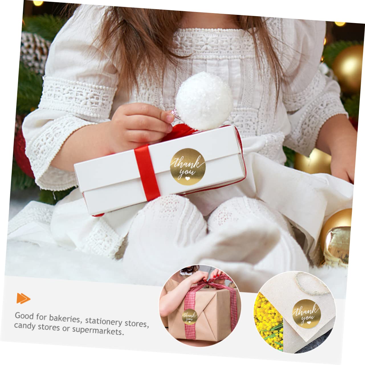 ifundom 3rotoli Adesivi Ringraziamento Dorati Per Imballaggio e Decorazione Etichette Adesive Per Sacchetti Buste e Scatole Perfetti Per Matrimoni e Feste