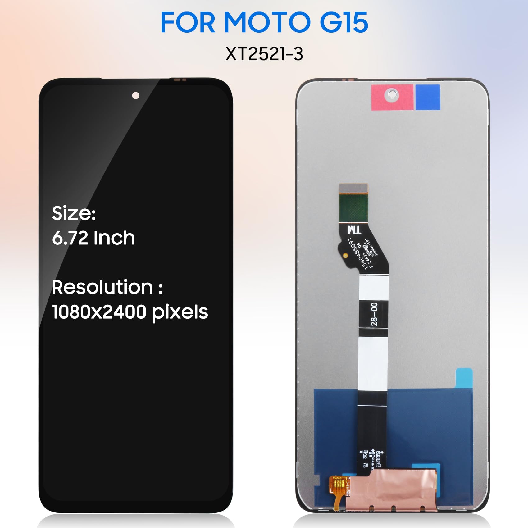 Schermo TFT LCD per Motorola Moto G15 XT2521-3 Schermo di ricambio per Motorola Moto G15 Power XT2521-5 Display LCD Digitizer Touch Screen Kit di montaggio completo con telaio (nero)