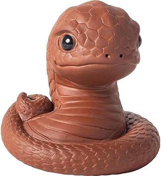Chinese Zisha Snake Tea Pet, Ceramic Tea Pet, Handmade Purple Clay Tea Pet for Kung Fu Tea Tray, Tea Pet Decorate Kungfu Tea Tray Accessories Red