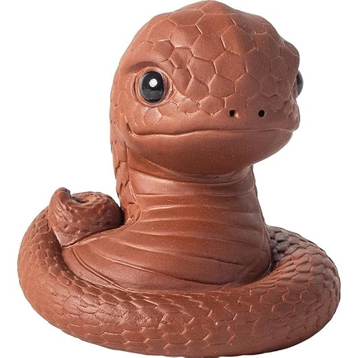 Chinese Zisha Snake Tea Pet, Ceramic Tea Pet, Handmade Purple Clay Tea Pet for Kung Fu Tea Tray, Tea Pet Decorate Kungfu Tea Tray Accessories (Red)