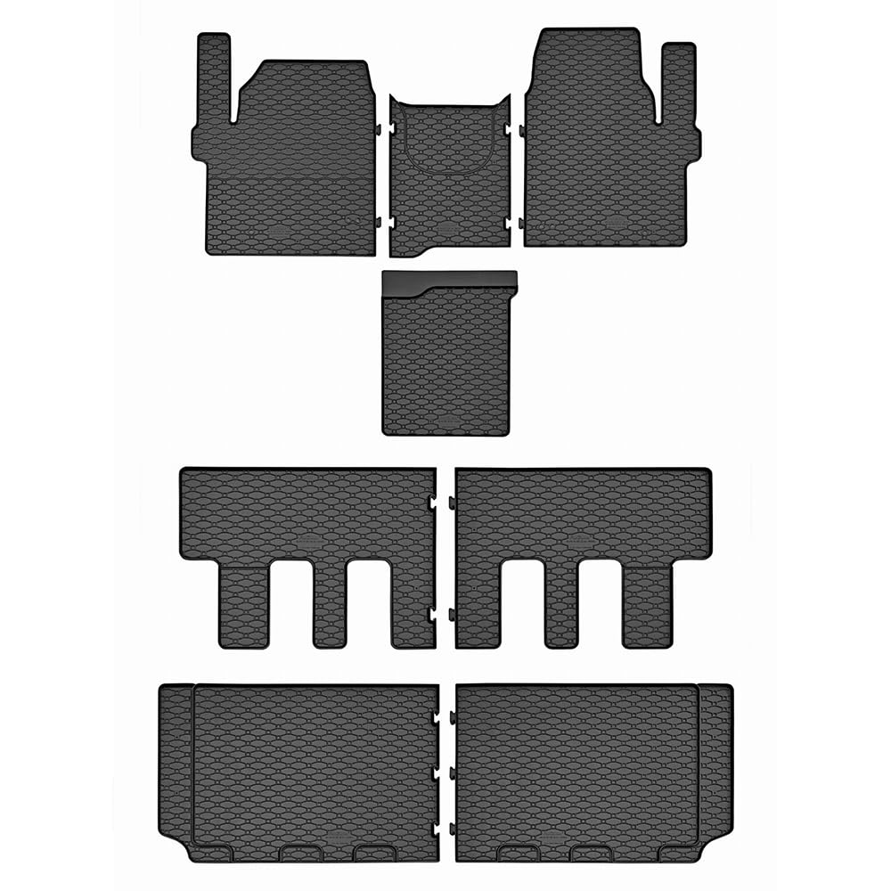 Car Lux - TRIO07496-07498-07499- Tappetini in gomma su misura per Tourneo Custom da 8 posti a partire dal 2024