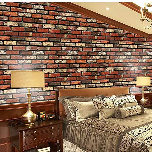 Brick Peel and Stick Wallpaper – 4 Extra Long Rolls - Adhesive Stone Backsplash, Prepasted Contact Paper, Removable Shelf Paper – Faux 3D Textured Multicolored Vintage Wall paper - 17.71” x 197” (4)