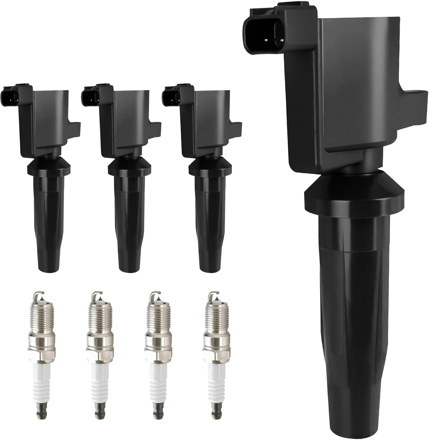 HYR Set of 4 Ignition Coil Pack and Iridium Spark Plugs Fit for 2.0L 2.3L 2004-2011 Ford Escape Focus Transit Connect, 2004 2005 Mazda 3 6 Tribute, 2005-2008 Mercury Mariner Replaces FD505