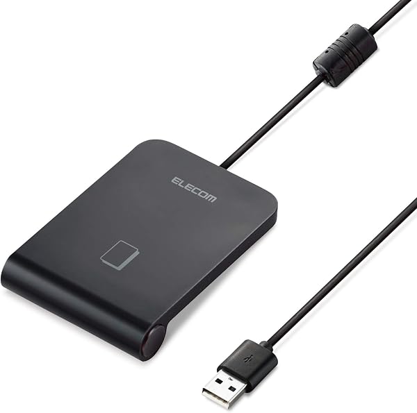 エレコム(ELECOM) ICカードリーダー MR-ICA001BK 非接触式 3年保証 パソコン Windows mac対応 【マイナンバーカード/e-Tax 確定申告/電子車検証/eLTAX/FeliCa/MIFAREカード対応】 ケーブル1m ブラック - 1