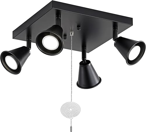Miniatura 26 de SEEBLEN Iluminación direccional industrial de 3 luces con cadena de tracción de encendido/apagado, foco de techo redondo ajustable, luz de cocina