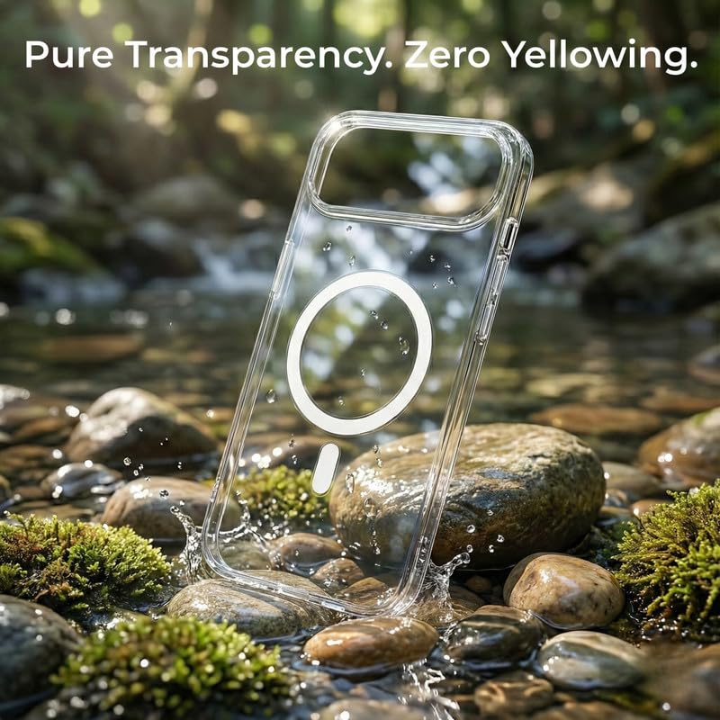 Image of Anti Yellow Clear Magnet Case for iPhone 17 Air, Premium Polycarbonate, Ultra Strong Magnets, 360 Drop Protection, Raised Camera Protection, MagSafe Compatible