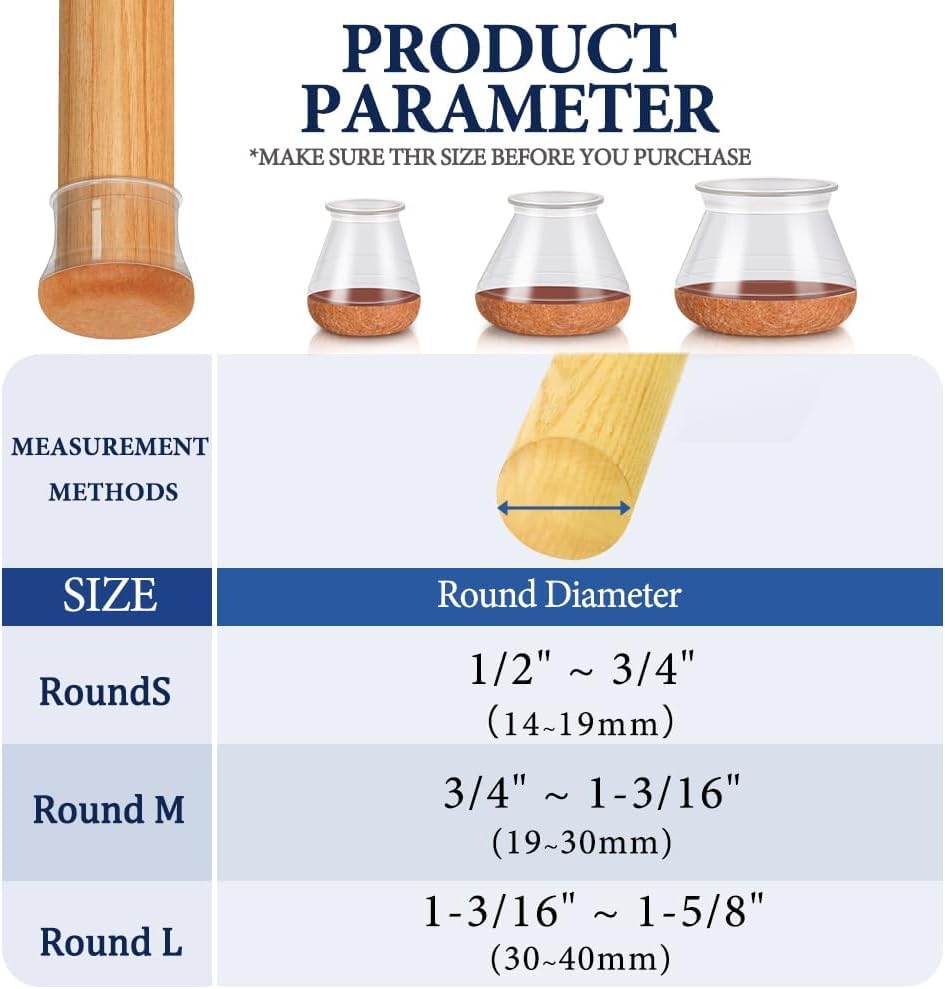 Image of TCCO Chair Leg Floor Protectors, Transparent Chair Feet Cover,Furniture Sliders Felt Bottom Silicone Chair Leg Caps for Protecting Hardwood /Tile /Laminate Floors from Scratches and Noise(4-Large-Clear)