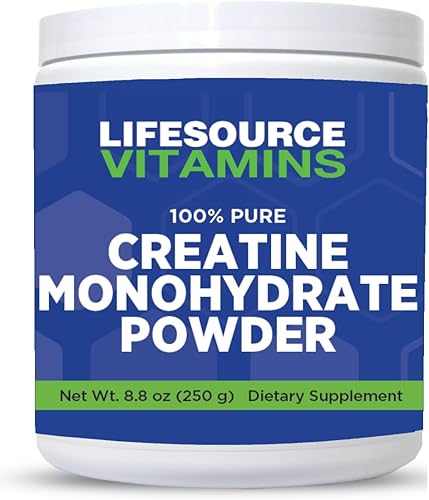 LifeSource Vitamins Monohidrato de creatina en polvo - 100% puro - 8.82 oz - 50 porciones - construcción muscular