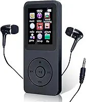 MP3 MP4 Player Portátil Reprodutor de Música Ultrafino MP3 Player Bluetooth Gravador de voz Reprodução de Vídeo Suporte Cartao de Memoria de Até 128 GB(Preto)-FBA