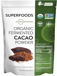 MRM Nutrition Organic Fermented Cacao Powder - Premium Superfood Powder from Peruvian Cacao Beans, Antioxidant Rich, Flavonoids, Unsweetened, Vegan, Gluten Free, non-GMO - 43 Servings