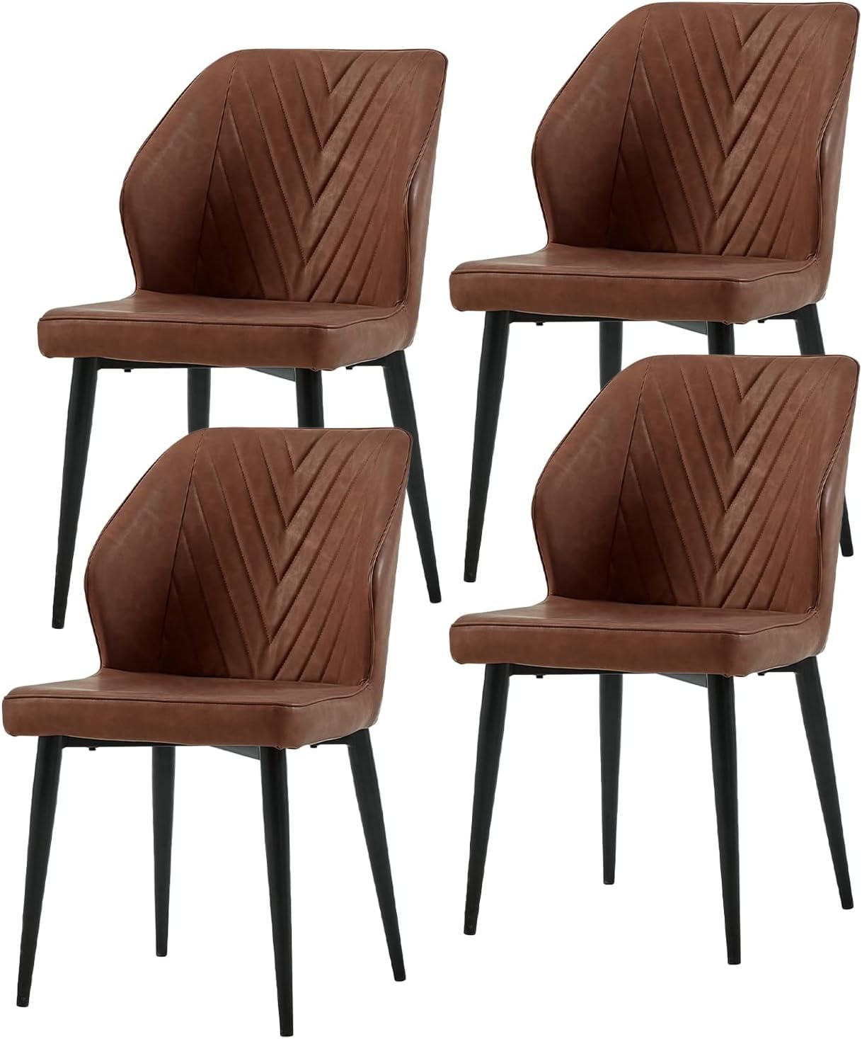 LEMROE Dining Chairs Set of 4 Faux Leather Kitchen Chairs with Arms