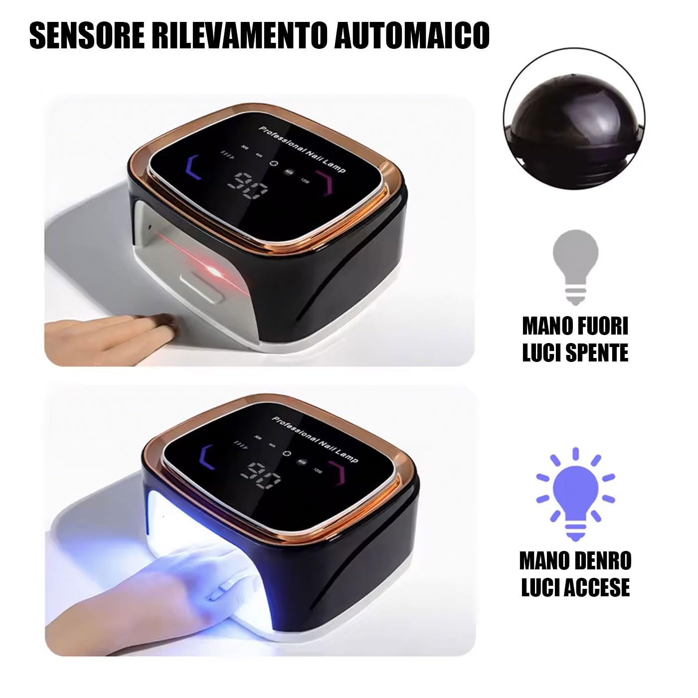 Lampada LED UV Ricaricabile per Unghie – 36 LED, Asciugatura Professionale per Smalto Gel, Manicure e Nail Art