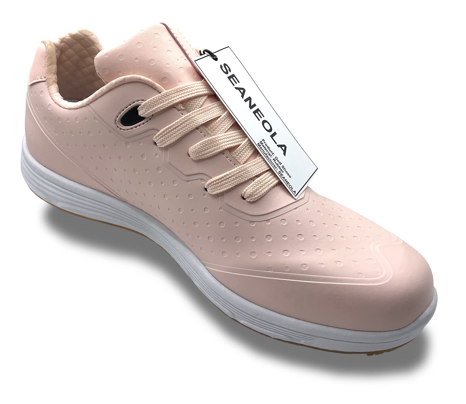 SEANEOLA Mens Women Waterproof Spikeless Golf Shoes,White