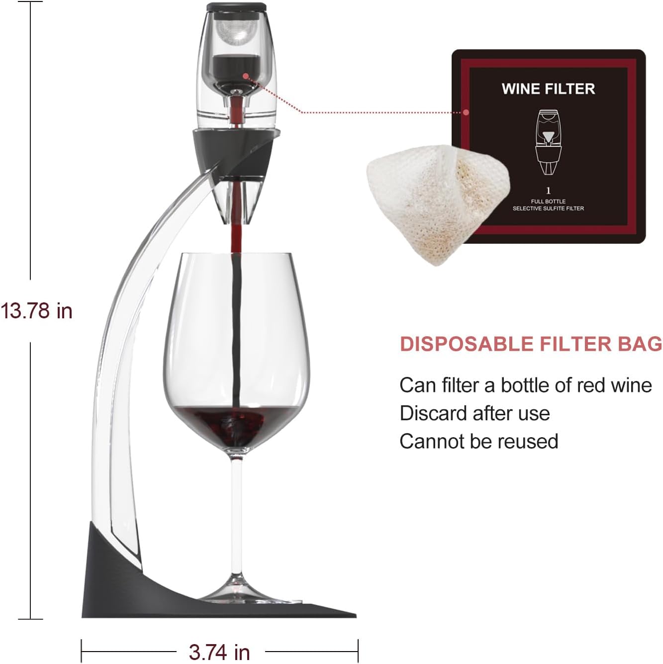 Wine Purifier with 5 Selective Sulfite Filters: Remove Sulfites and Histamines, Restore Taste, Aerate purified wine - Home gatherings business dinners holiday celebrations Exquisite Gifts - Image 3