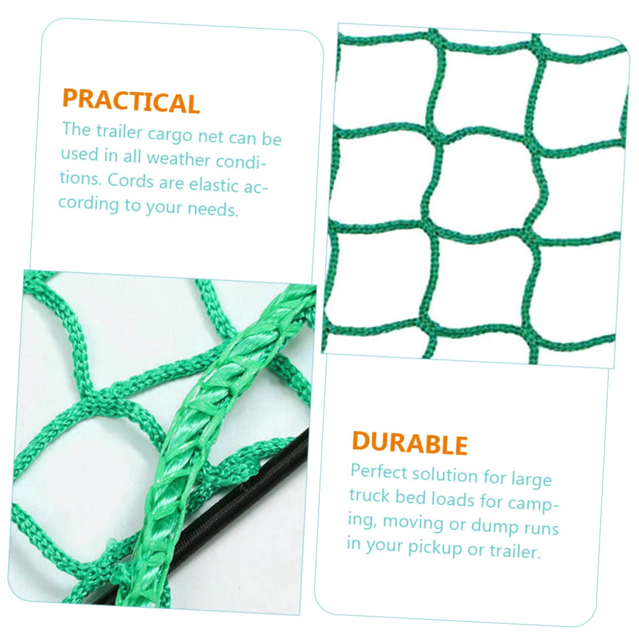 GARVALON Rete da Carico in Nylon Resistente per Cassone Pickup con Ganci Elasticizzati, Antistrappo e Adatta per Campeggio e Trasporto Merci