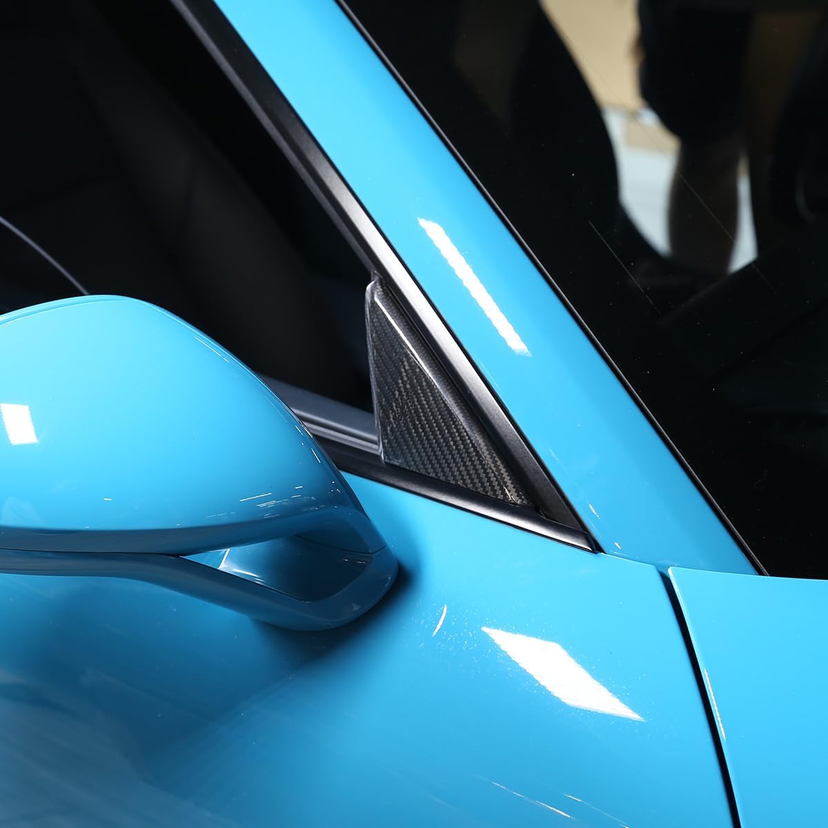 for Porsche 911 718 2012 2013 2014 2015 2016 2017 2018 2019 Real Carbon Fiber Car A-Pillar Triangle Decoration Frame Accessories Exterior Modification Cover (Black Carbon Fiber)