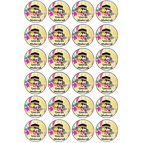 30 x Umrah Mubarak 1.5" (3.8cm) PRE-Cut Premium Rice Paper Edible Cake Toppers Cover