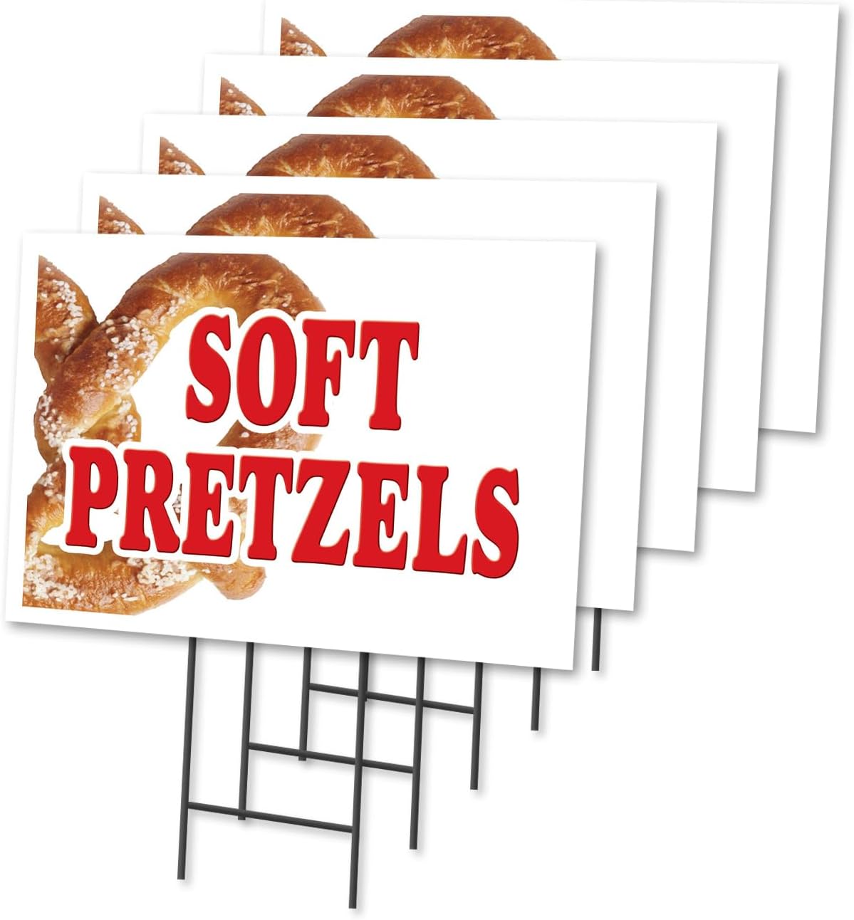 SOFT PRETZELS 2 Pack Of 18" x 24" Yard Sign & Stake | Advertise Your Business | Stake Included Image On Front Only | Made in The USA