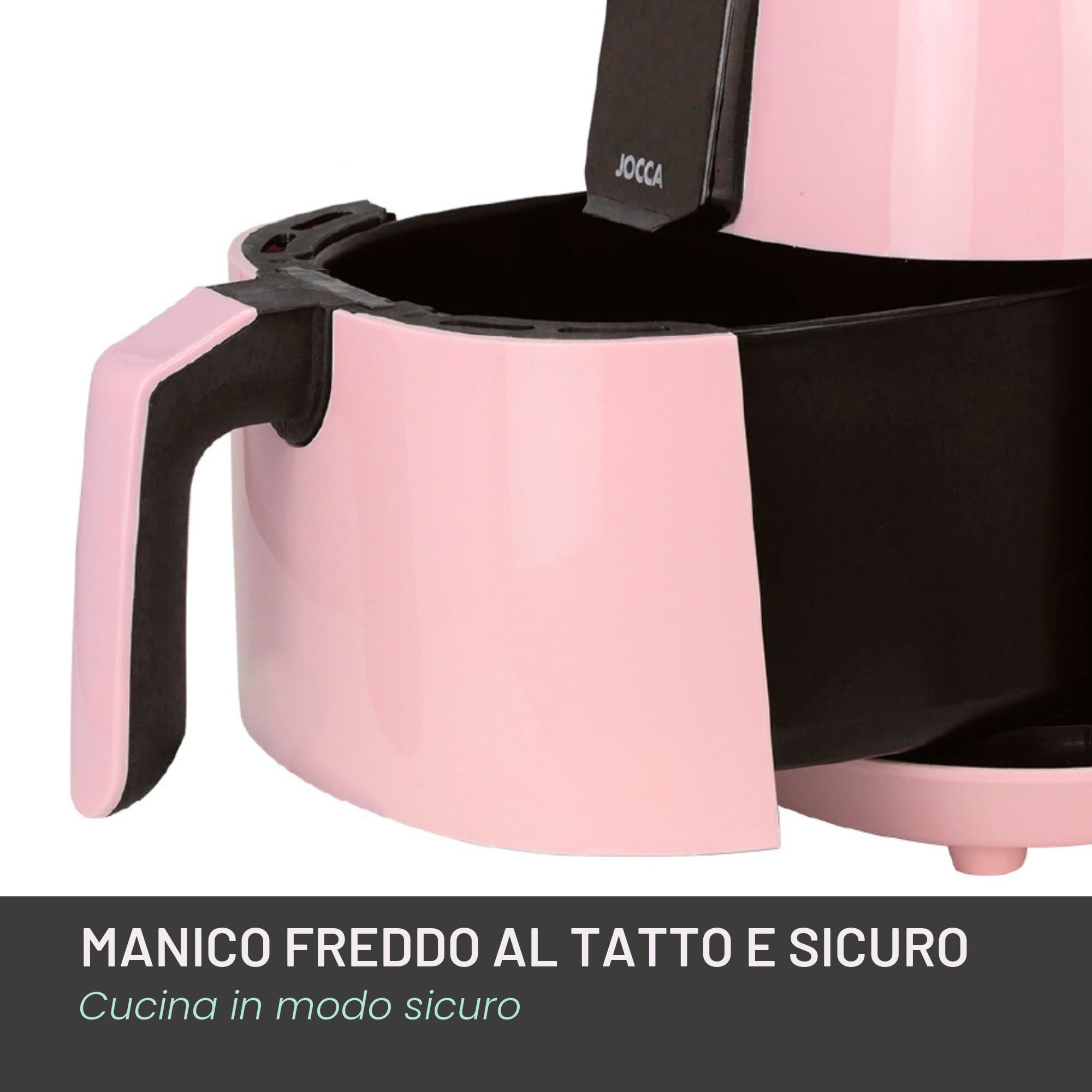 Jocca, Friggitrice ad Aria, Sweet Line, Display LED con 8 Programmi, Temperatura Regolabile, Potenza di 1450W, Risparmio Energetico, Rosa, 3,8L