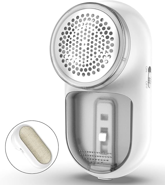 Fabric Shaver, Homeasy Lint Remover 2 in 1 Electric Lint Shaver Manual Lint Brush Sweater Defuzzer Lints Fuzzs Trimmer Quick and Effective Removal of Animal Hair and lint with 3 Blade Included (White)