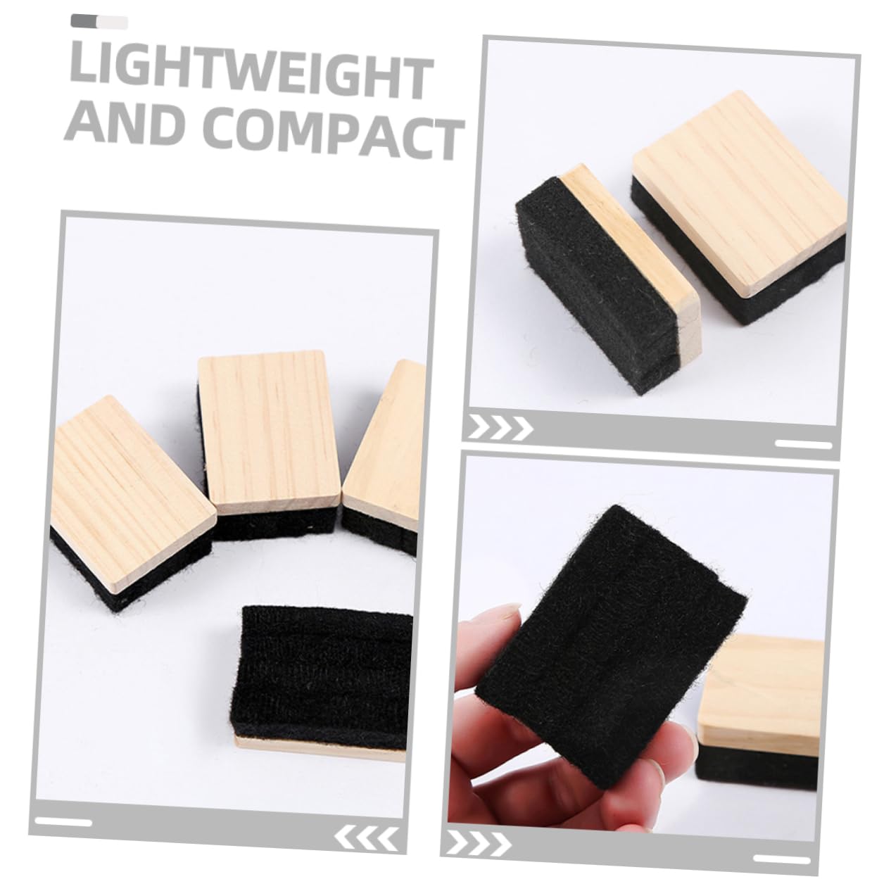 HOMSFOU 5 Sätze Radiergummi Mini Schwarz Kreidebretter Kreidestaubtuch Multipack Kreideradierer Für Die Tafel Tafelschwamm Tafelwischer Reiniger Hölzern 10 Stück * 5