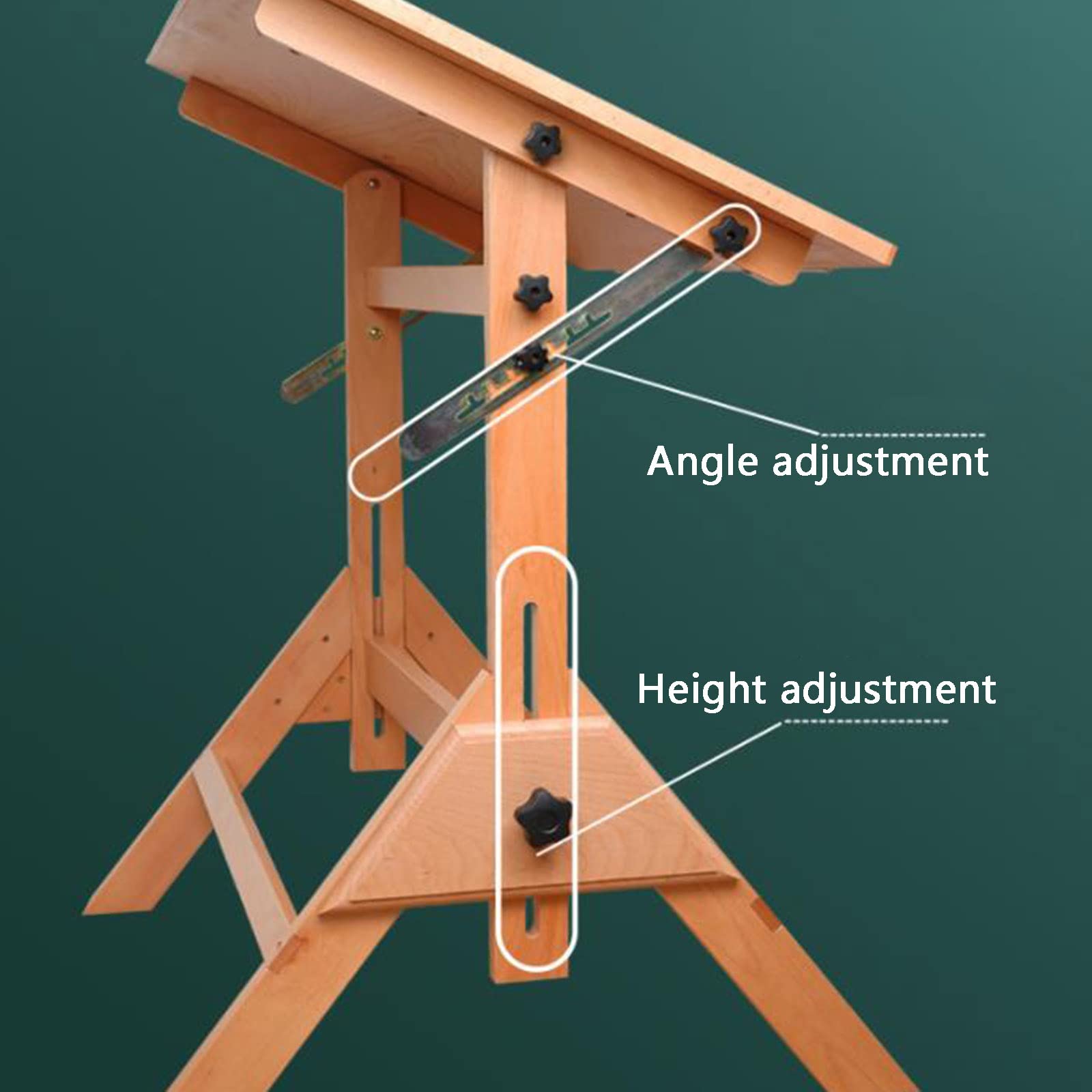 Tavolo da disegno, tavolo extra large per lavori artistici con piano inclinabile, altezza regolabile, protezione dei bordi, scrivania da studio per opere d'arte