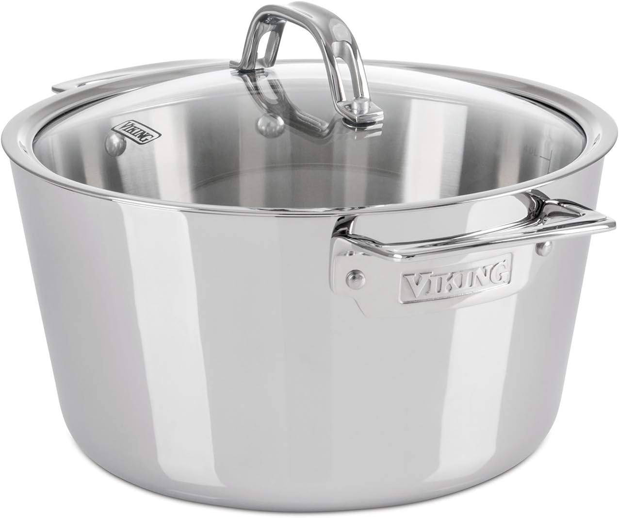 Culinary Contemporary 3-Ply Stainless Steel Dutch Oven, 5.2 Quart, Includes Glass Lid, Dishwasher, Oven Safe, Works on All Cooktops including Induction