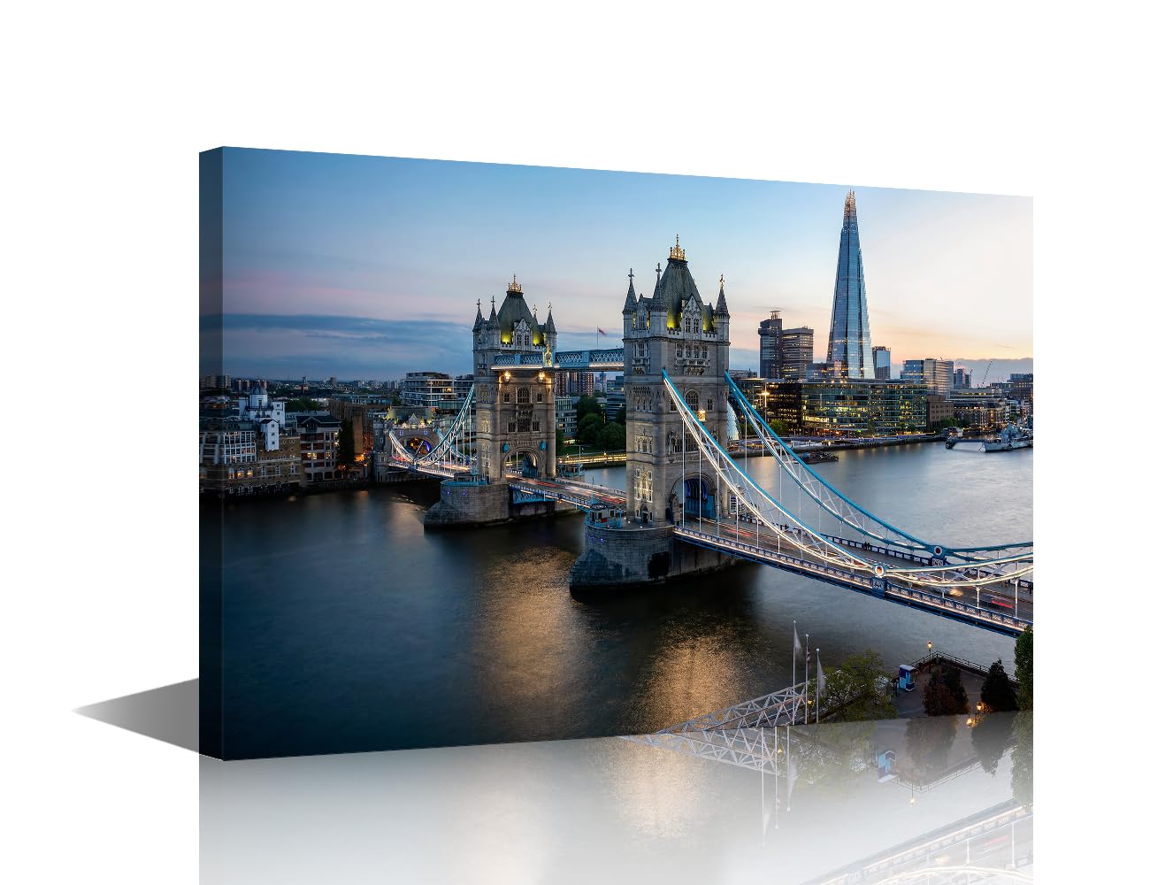 Skyline of London Canvas Wall Art for Living Room Famous Tower Bridge Paintings Wall Decor Thames River Posters and Prints for Bedroom Decor for House Decorations 12" Wx18 Hx1 Panel