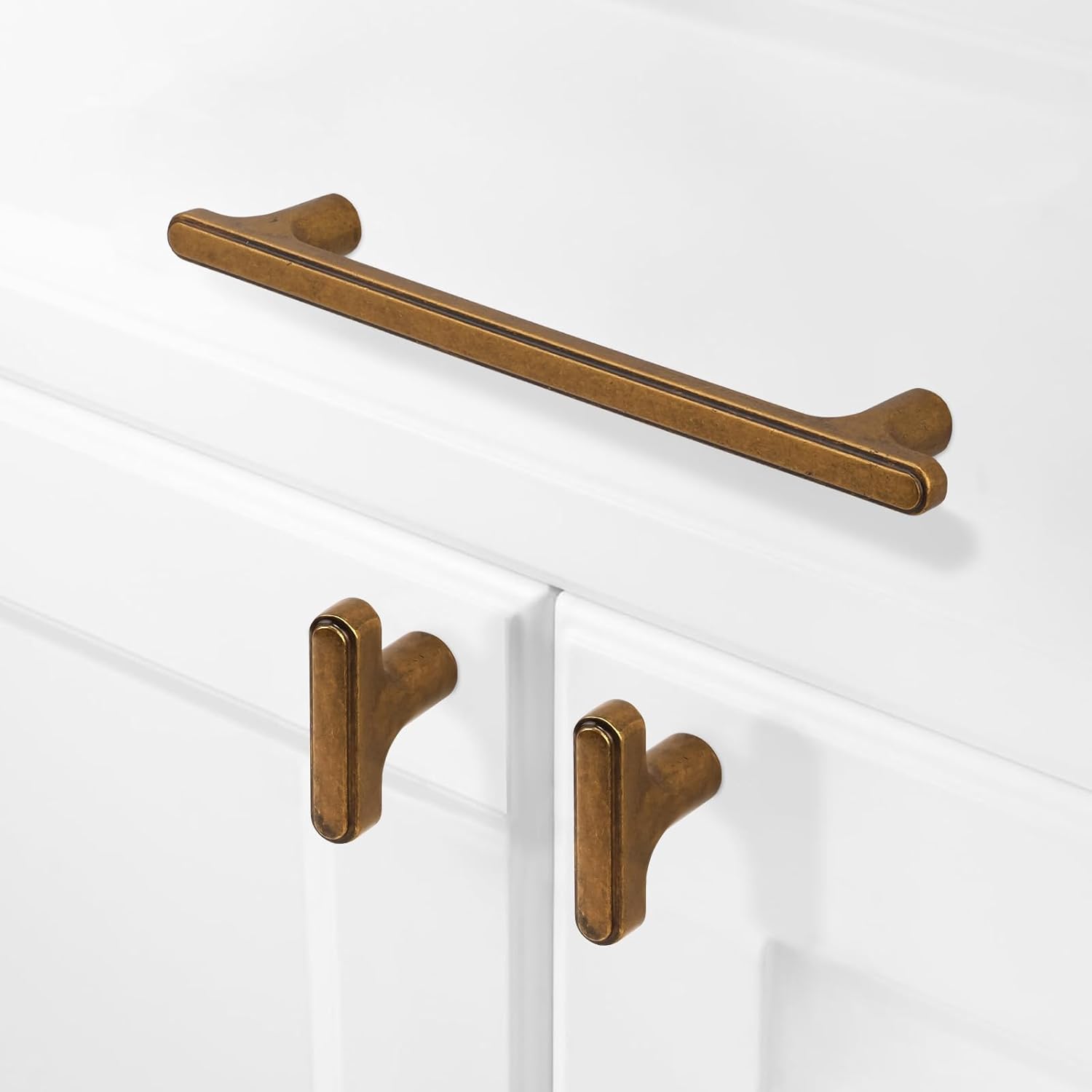 10 Pack Antique Brass Cabinet Pulls 5 Inch Hole Centers Kitchen Cabinet Handles Zinc Alloy Vintage Drawer Pulls Solid Cabinet Hardware