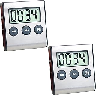 Menibeuty 2 Stück Kurzzeitmesser Küchentimer Digital Timer, Magnetisch Eieruhr Küchenuhr Küchenwecker, Küchenwecker Digital, Küchenuhr für Kochen Studium Sport Meeting Medikamente 6.5 x 1.6 x 7.0 cm