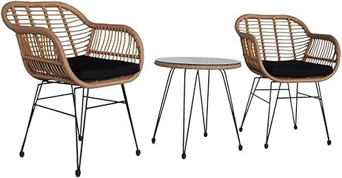 ZSEDP - Juego de muebles de patio de 4 piezas para exteriores, jardín, patio, Oshion, juego de conversación de ratán de mimbre con mesa de vidrio