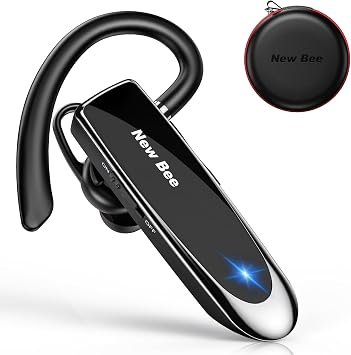 New Bee Bluetooth Headset, Bluetooth Earpiece with Mic in Ear, Black | Handsfree Bluetooth Headset Wireless, 60 Days Standby Headphones with Microphone for iPhone, Samsung, HTC, LG, Sony, PC