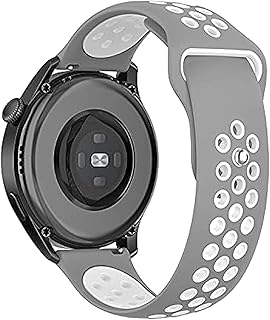 22mm Silicone Replacement Strap for Huawei Watch GT3 (46mm) / Watch 3 / Watch 3 Pro / GT2 Pro Strap Compatible with Samsung Gear S3 S3 Classic/Galaxy 46mm/Galaxy Watch 3 (45mm) (Grey*White)