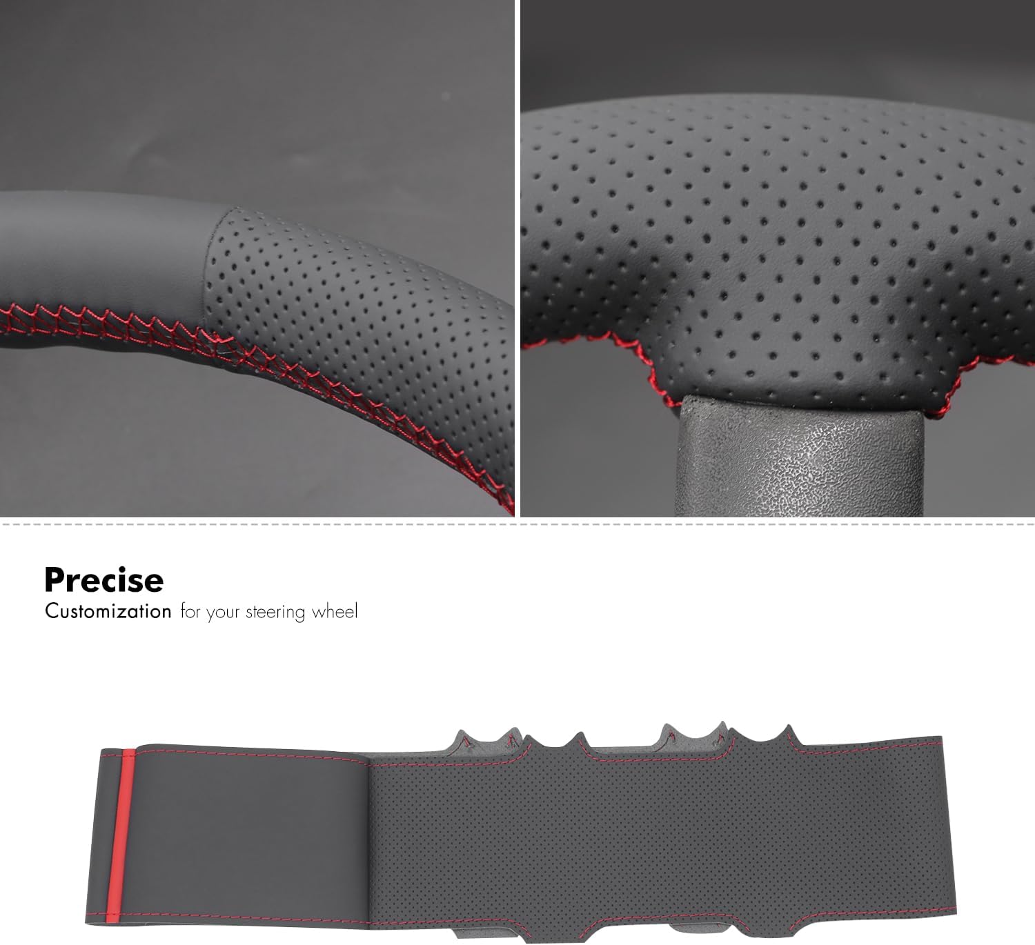 MEWANT Steering Wheel Cover for Jeep Wrangler (JK) 2007-2010 Hand-Stitched Leather Steering Wheel Wrap