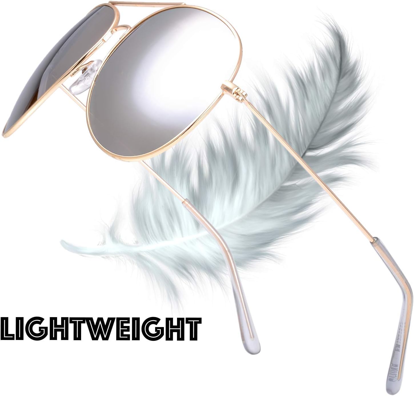 The Fresh Classic Aviator Frame Light Color Lens XL Oversized Sunglasses Gift Box image 5