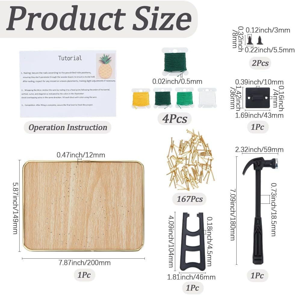 GORGECRAFT DIY Pineapple String Art Kit Fruits Nails Strings Arts Craft Wooden Frame Beginners Kit with All Necessary Accessories for Students Adults Home Wall Decorations Gift Supplies image 2