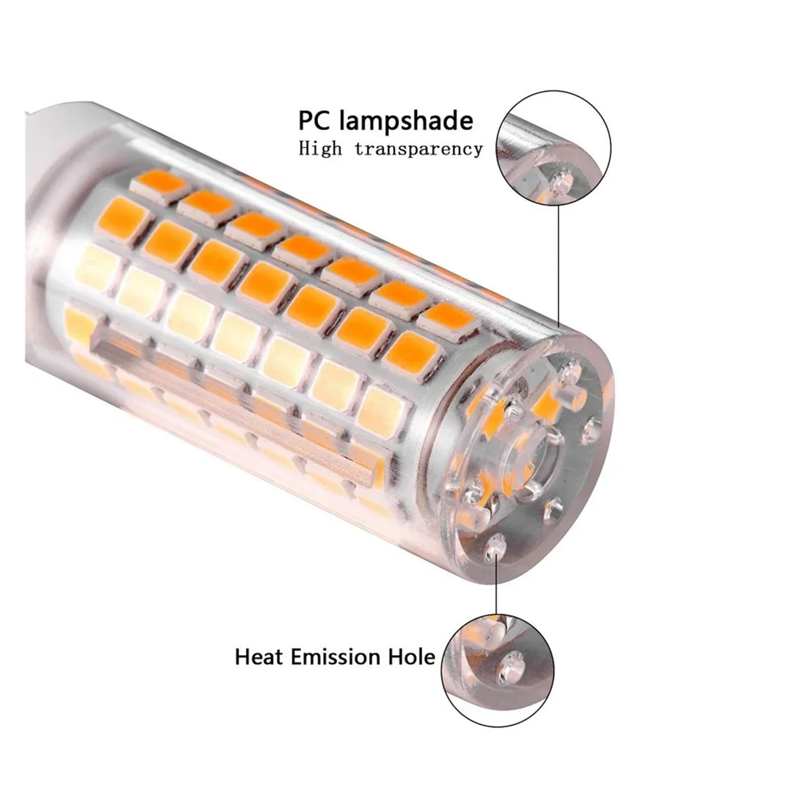 10 Uds. Bombilla LED de maíz G9 superbrillante 110V 220V 6W 690lm cerámica sin luz LED Filcker(Cold White,No,220V-240V)