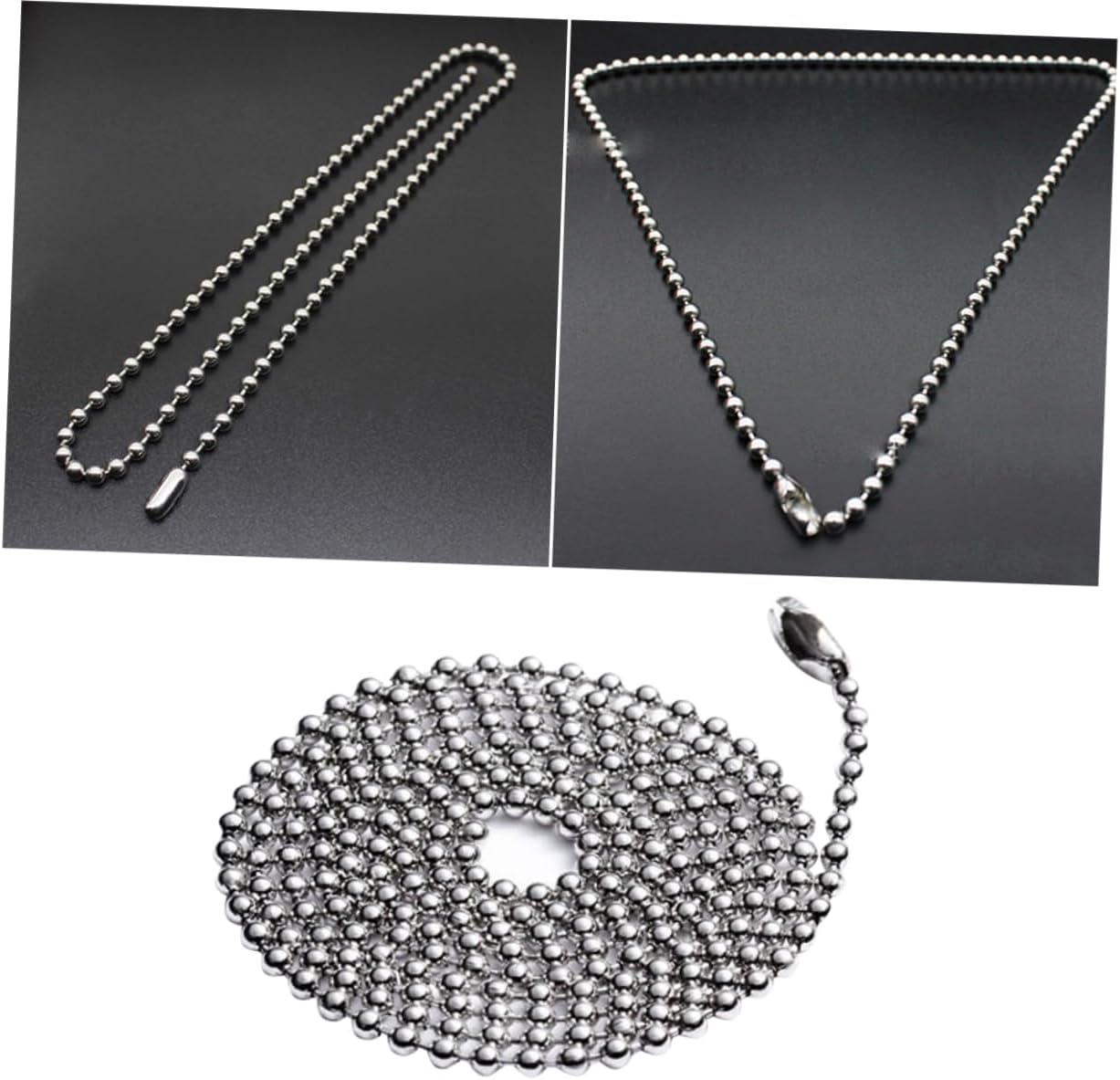 OHPHCALL Stainless Steel Military Necklace Ball Chain Keychain Dog Tag Necklace Adjustable
