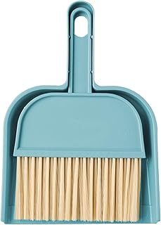 curfair Cepillo de limpieza compacto para eliminar la suciedad, escoba pequeña con recogedor de polvo, color azul