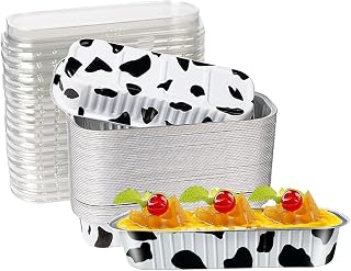 BEBPAEGUN Aluminum Foil Loaf Baking Pans with Lids (50Pcs Milk), 200ml Ramekin Rectangle Baking Tins Muffin Liners Mini Pie Pans Foil Bread Containers for Baking…11