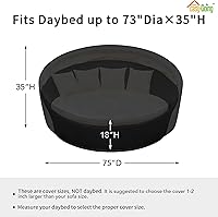 Vista 2 de Easy-Going Funda para día de patio resistente de 600D para exteriores, redonda de 75 pulgadas, con resistencia a rayos UV, funda para sofá de patio