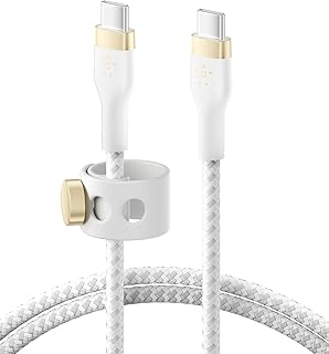 BoostCharge Pro Flex Braided USB C charger cable, USB-IF certified Power Delivery PD type C fast charging cable for iPhone 16, 15, Galaxy S24, S23, MacBook Pro, iPad, Pixel and more – 2m, white