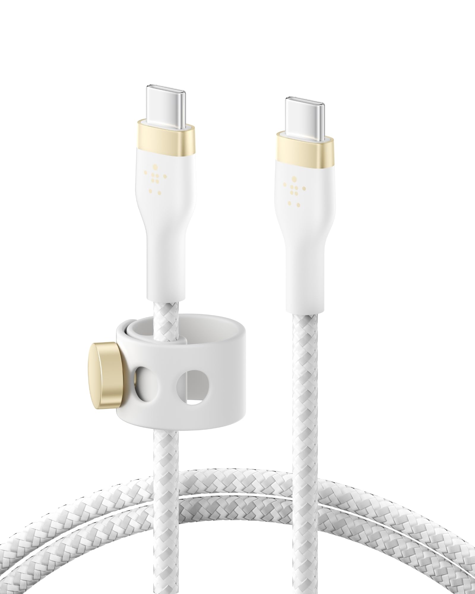Belkin BoostCharge Pro Flex Braided USB-C to USB-C Charger Cable (2M/6.6FT), USB-IF Fast Charging Cable for iPhone 16 Series, MacBook Pro, iPad Pro, Galaxy S25, S24, Nintendo Switch 2 & More - White
