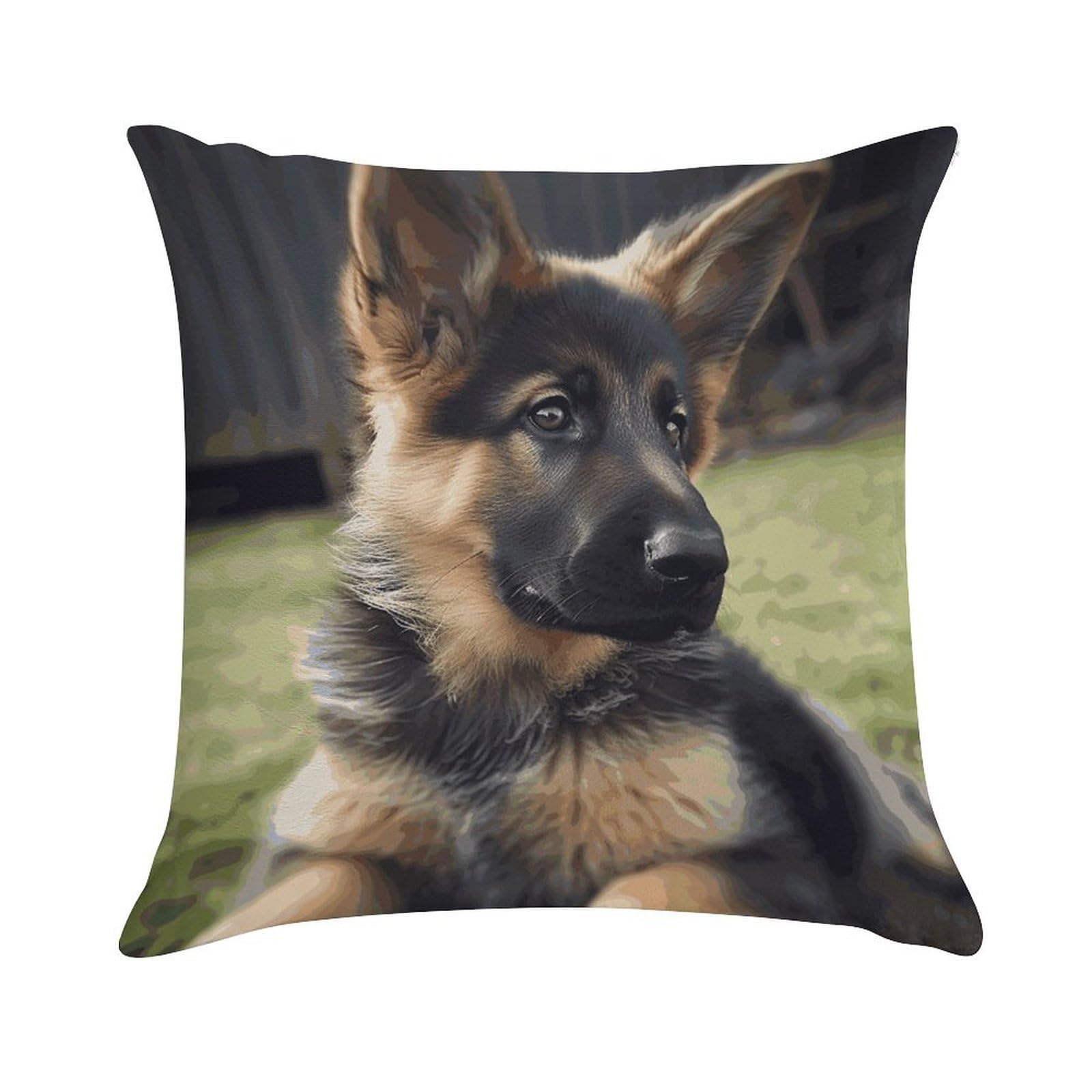 MUSM Plush Decorative German Shepherd Puppy Throw Pillow Covers Square Cushion Cases Personalized Pillowcase with Zipper Soft Lumbar Pillow Shells Luxury Cozy Pillows Shams Decoration