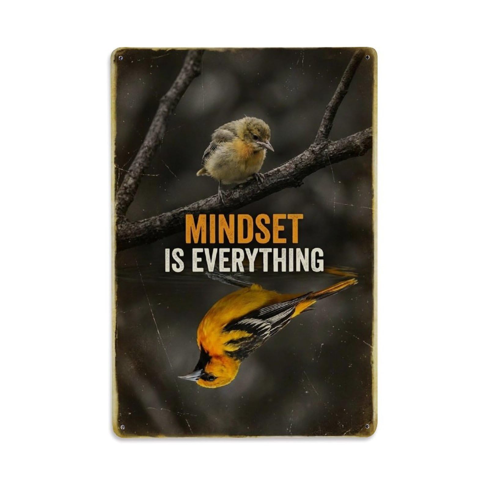 Oriole Bird Mindset Is Everything Motivational Quote Metal Tin Sign